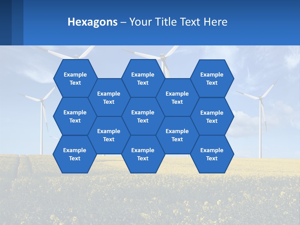 A Bunch Of Windmills In A Field Of Yellow Flowers PowerPoint Template