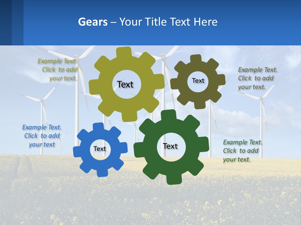 A Bunch Of Windmills In A Field Of Yellow Flowers PowerPoint Template