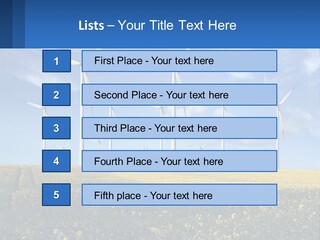 A Bunch Of Windmills In A Field Of Yellow Flowers PowerPoint Template