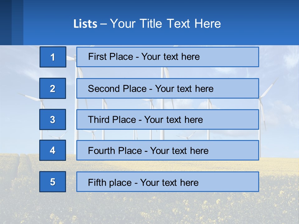 A Bunch Of Windmills In A Field Of Yellow Flowers PowerPoint Template