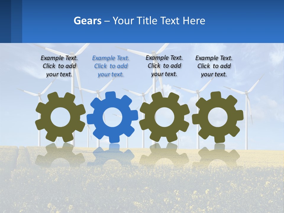 A Bunch Of Windmills In A Field Of Yellow Flowers PowerPoint Template