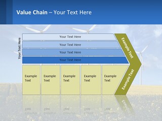 A Bunch Of Windmills In A Field Of Yellow Flowers PowerPoint Template