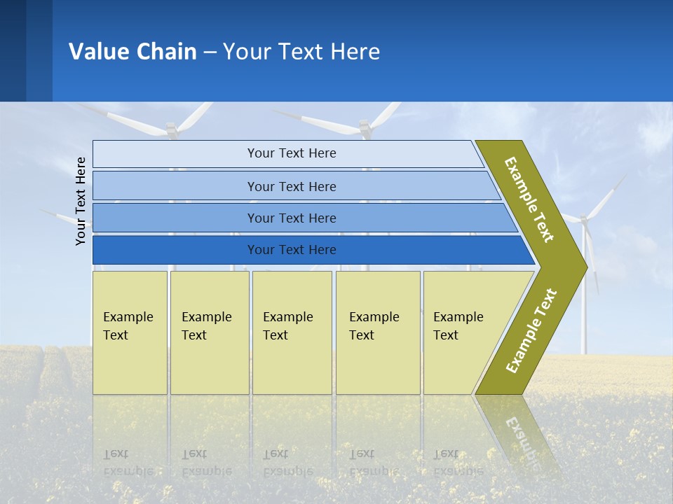 A Bunch Of Windmills In A Field Of Yellow Flowers PowerPoint Template
