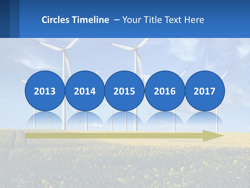 A Bunch Of Windmills In A Field Of Yellow Flowers PowerPoint Template