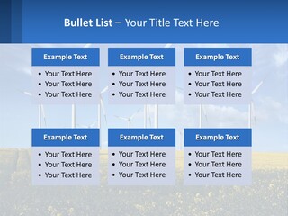 A Bunch Of Windmills In A Field Of Yellow Flowers PowerPoint Template