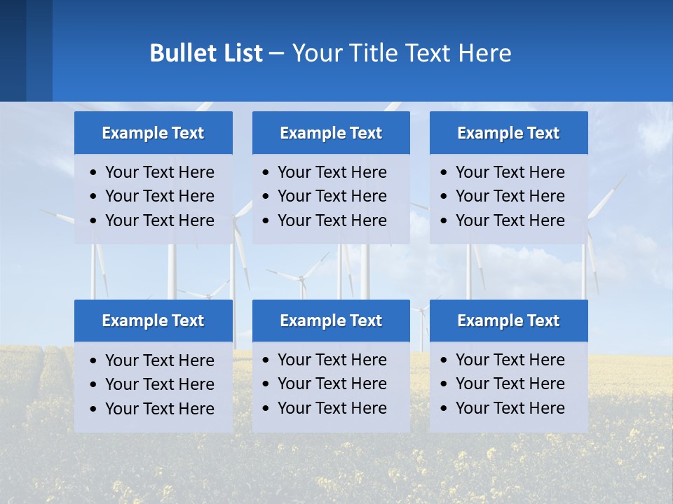 A Bunch Of Windmills In A Field Of Yellow Flowers PowerPoint Template