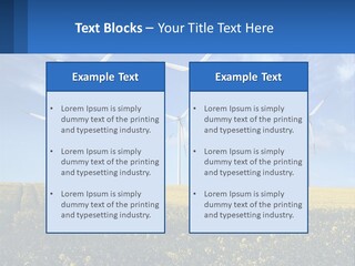 A Bunch Of Windmills In A Field Of Yellow Flowers PowerPoint Template