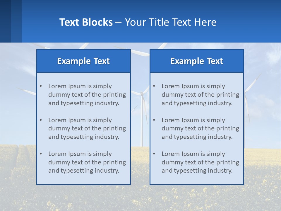 A Bunch Of Windmills In A Field Of Yellow Flowers PowerPoint Template