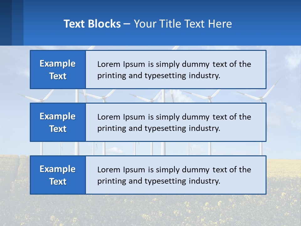 A Bunch Of Windmills In A Field Of Yellow Flowers PowerPoint Template