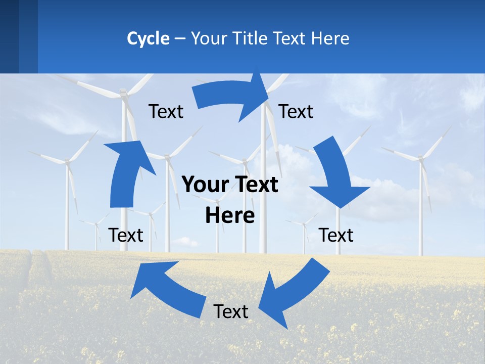 A Bunch Of Windmills In A Field Of Yellow Flowers PowerPoint Template