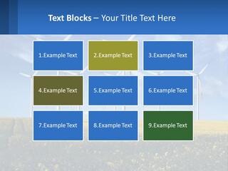 A Bunch Of Windmills In A Field Of Yellow Flowers PowerPoint Template