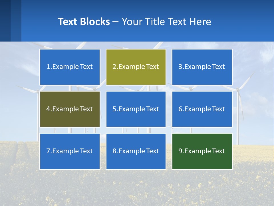 A Bunch Of Windmills In A Field Of Yellow Flowers PowerPoint Template