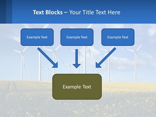 A Bunch Of Windmills In A Field Of Yellow Flowers PowerPoint Template