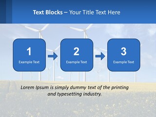 A Bunch Of Windmills In A Field Of Yellow Flowers PowerPoint Template