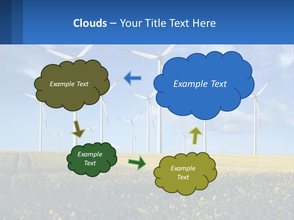 A Bunch Of Windmills In A Field Of Yellow Flowers PowerPoint Template