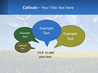 A Bunch Of Windmills In A Field Of Yellow Flowers PowerPoint Template