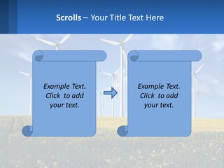 A Bunch Of Windmills In A Field Of Yellow Flowers PowerPoint Template