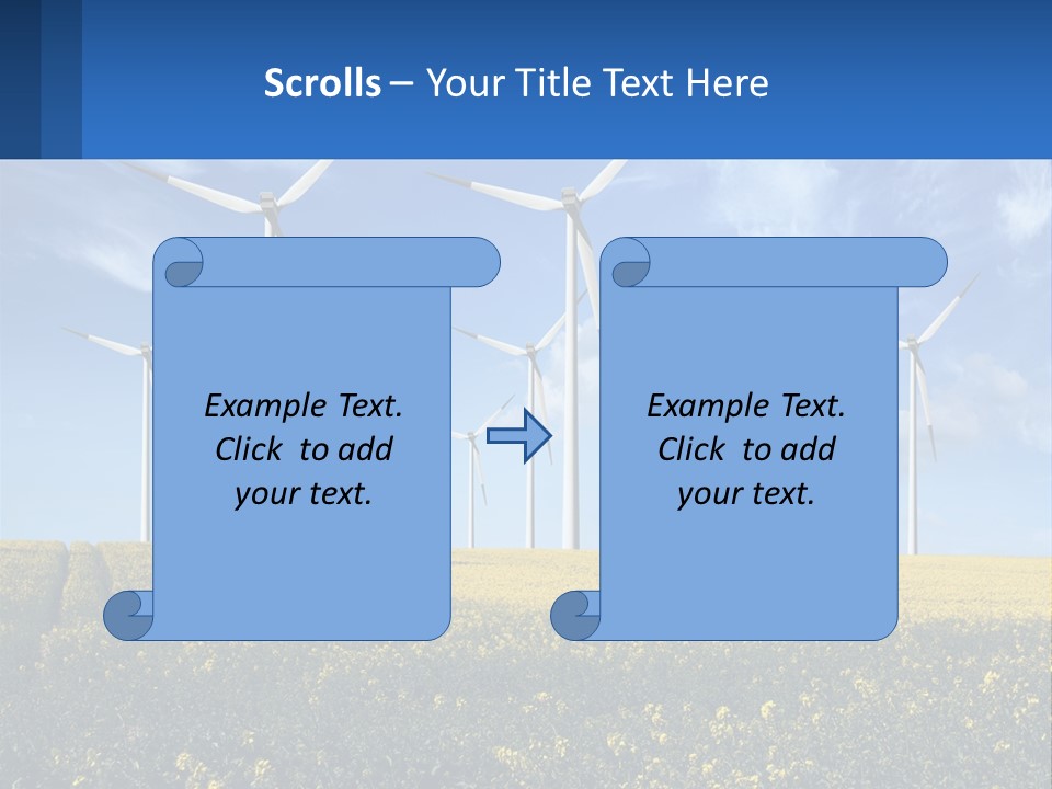 A Bunch Of Windmills In A Field Of Yellow Flowers PowerPoint Template