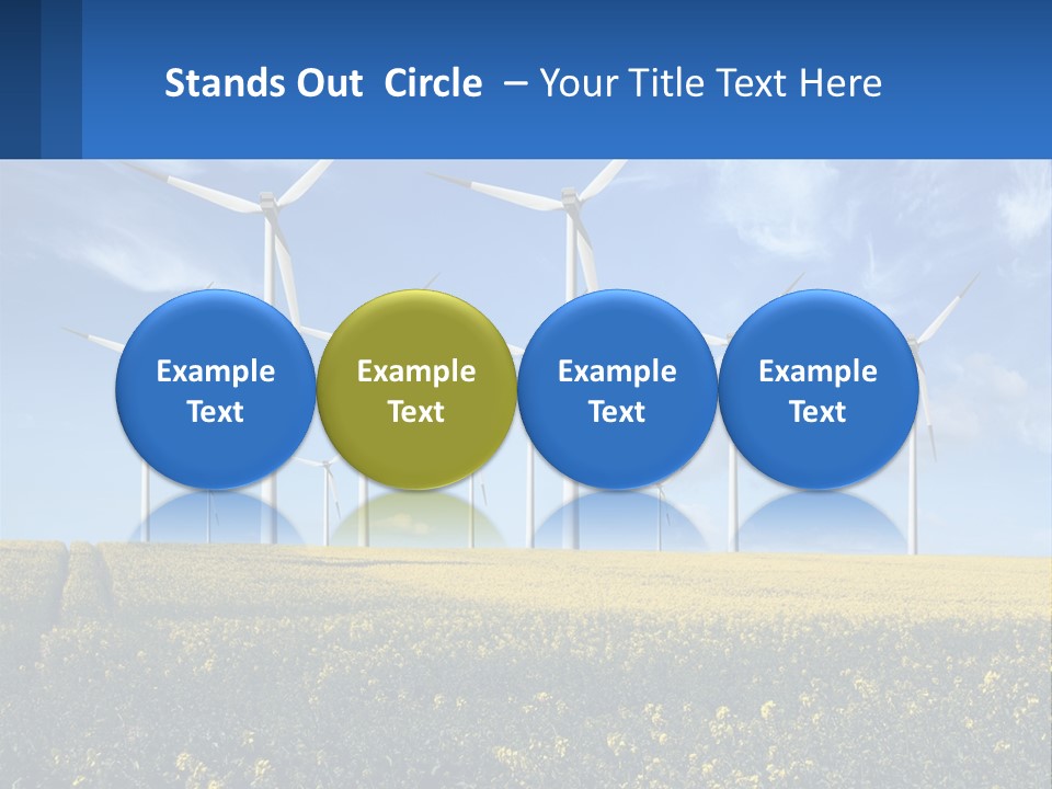 A Bunch Of Windmills In A Field Of Yellow Flowers PowerPoint Template