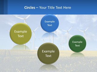 A Bunch Of Windmills In A Field Of Yellow Flowers PowerPoint Template