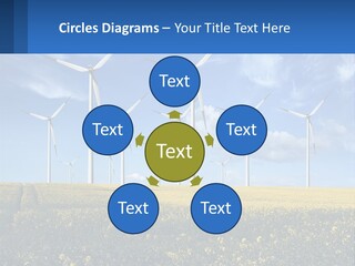 A Bunch Of Windmills In A Field Of Yellow Flowers PowerPoint Template