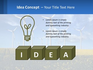 A Bunch Of Windmills In A Field Of Yellow Flowers PowerPoint Template