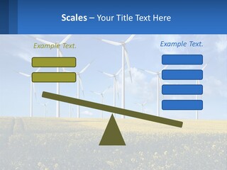 A Bunch Of Windmills In A Field Of Yellow Flowers PowerPoint Template