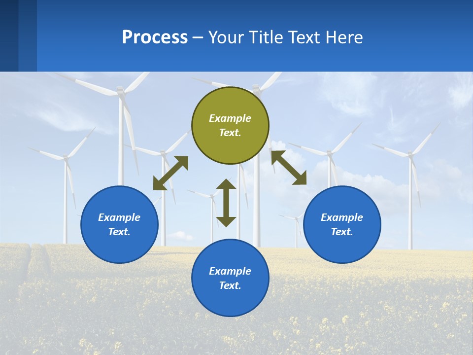 A Bunch Of Windmills In A Field Of Yellow Flowers PowerPoint Template