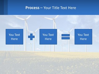 A Bunch Of Windmills In A Field Of Yellow Flowers PowerPoint Template