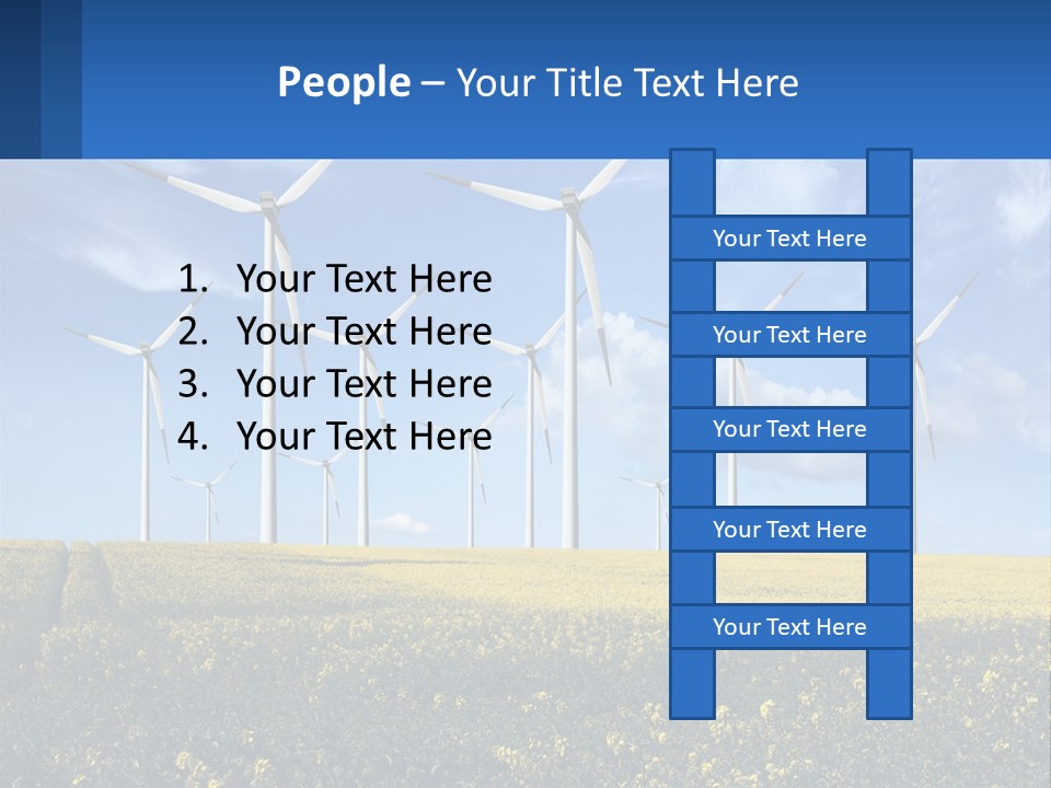 A Bunch Of Windmills In A Field Of Yellow Flowers PowerPoint Template