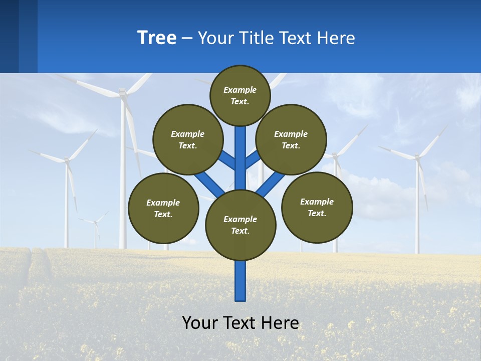 A Bunch Of Windmills In A Field Of Yellow Flowers PowerPoint Template