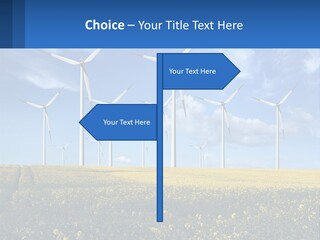 A Bunch Of Windmills In A Field Of Yellow Flowers PowerPoint Template