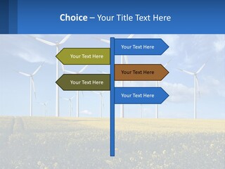 A Bunch Of Windmills In A Field Of Yellow Flowers PowerPoint Template