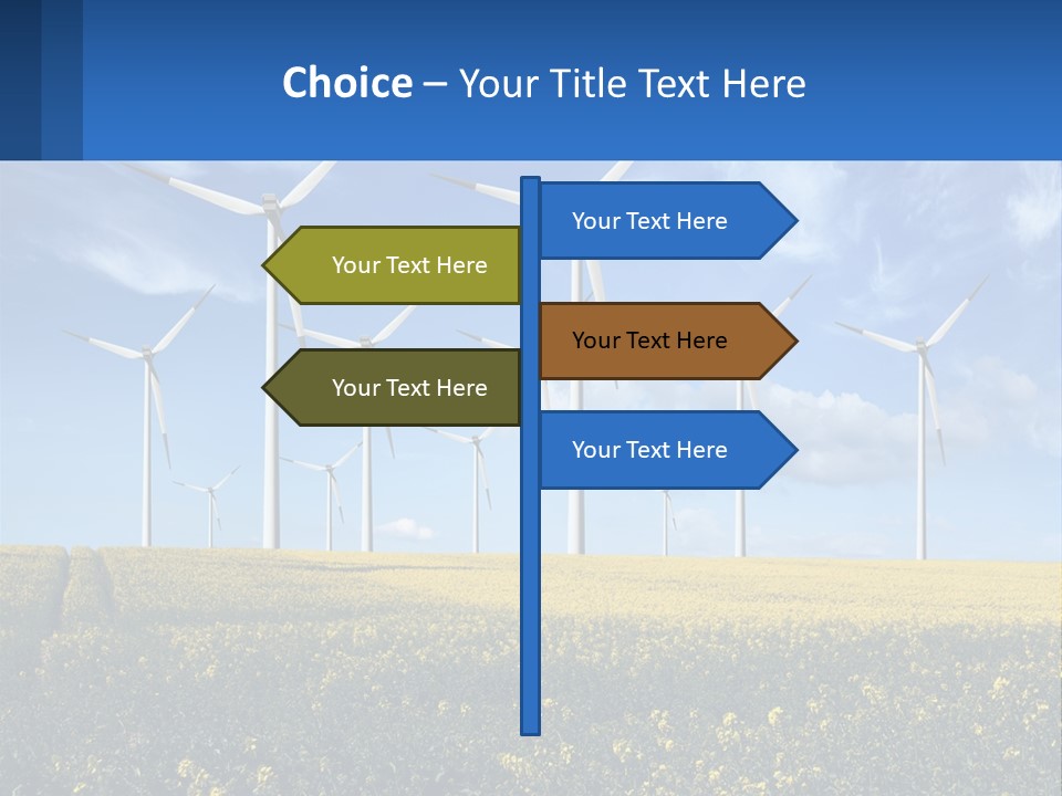 A Bunch Of Windmills In A Field Of Yellow Flowers PowerPoint Template