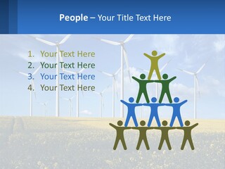 A Bunch Of Windmills In A Field Of Yellow Flowers PowerPoint Template