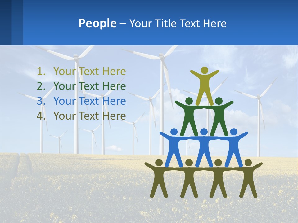 A Bunch Of Windmills In A Field Of Yellow Flowers PowerPoint Template