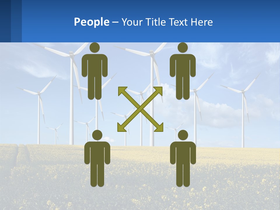A Bunch Of Windmills In A Field Of Yellow Flowers PowerPoint Template