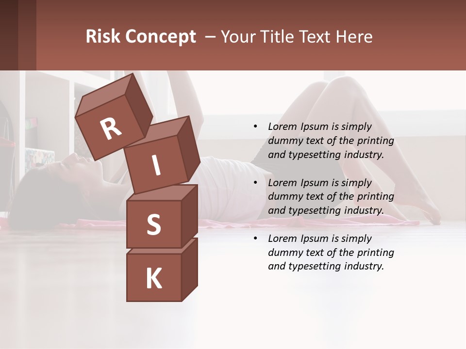 A Woman Laying On The Floor With A Dumbbell PowerPoint Template