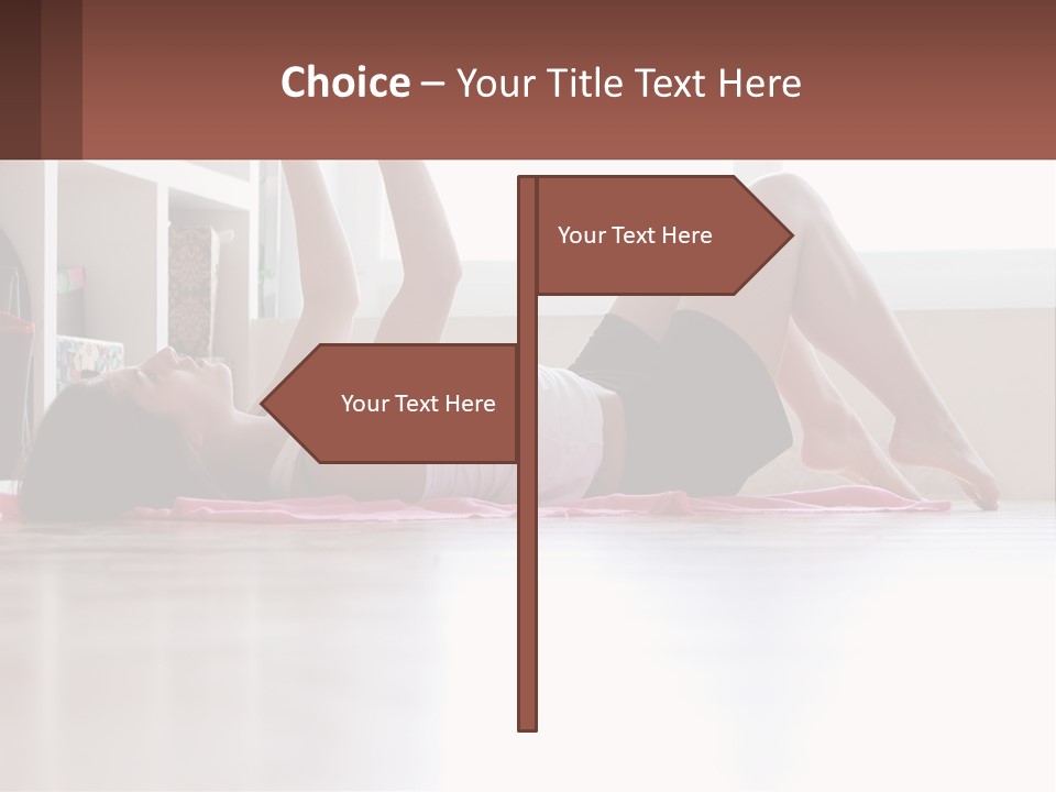 A Woman Laying On The Floor With A Dumbbell PowerPoint Template