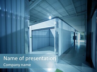 An Empty Storage Room With A Door Open PowerPoint Template