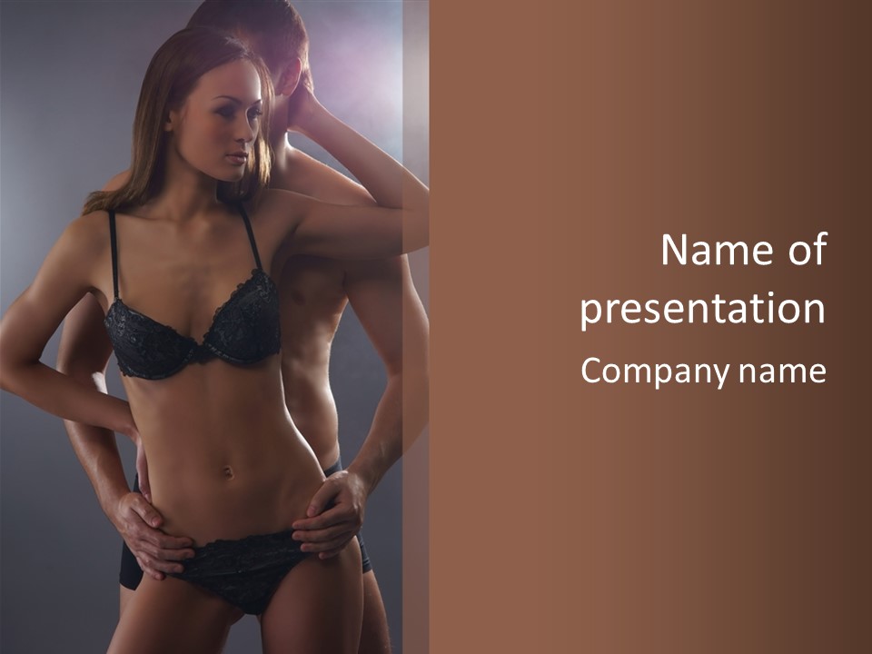 A Woman In Lingerie Posing With Her Hands On Her Hips PowerPoint Template