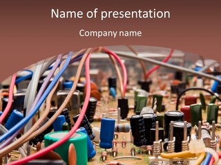 A Close Up Of A Circuit Board With Many Wires PowerPoint Template