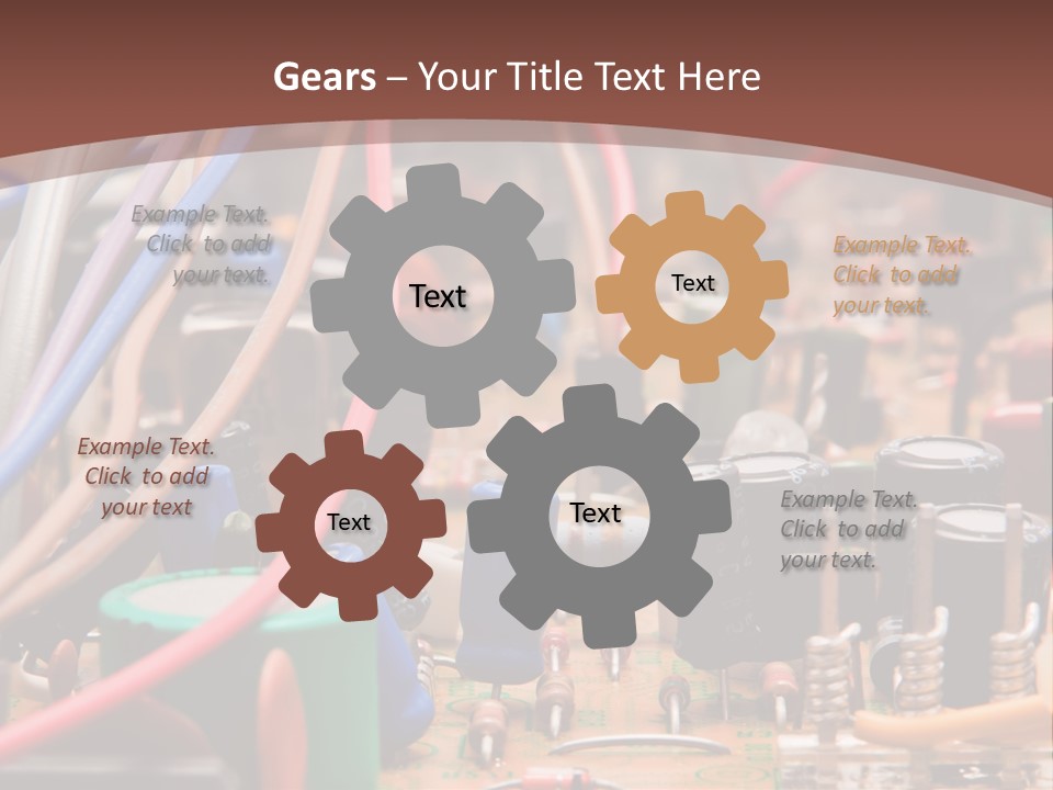 A Close Up Of A Circuit Board With Many Wires PowerPoint Template