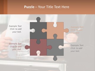 A Group Of People Sitting At A Table Writing On Paper PowerPoint Template