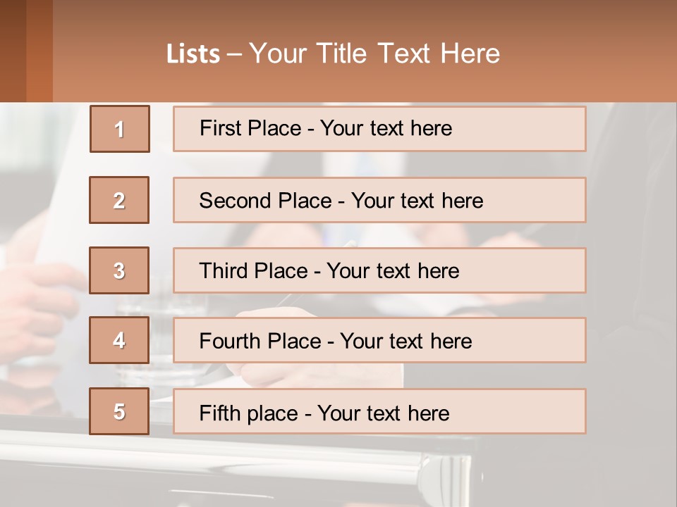 A Group Of People Sitting At A Table Writing On Paper PowerPoint Template