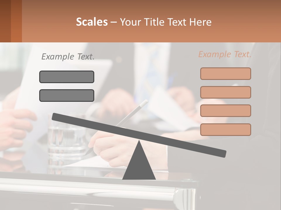 A Group Of People Sitting At A Table Writing On Paper PowerPoint Template
