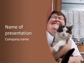 A Woman Is Holding A Cat In Her Arms PowerPoint Template