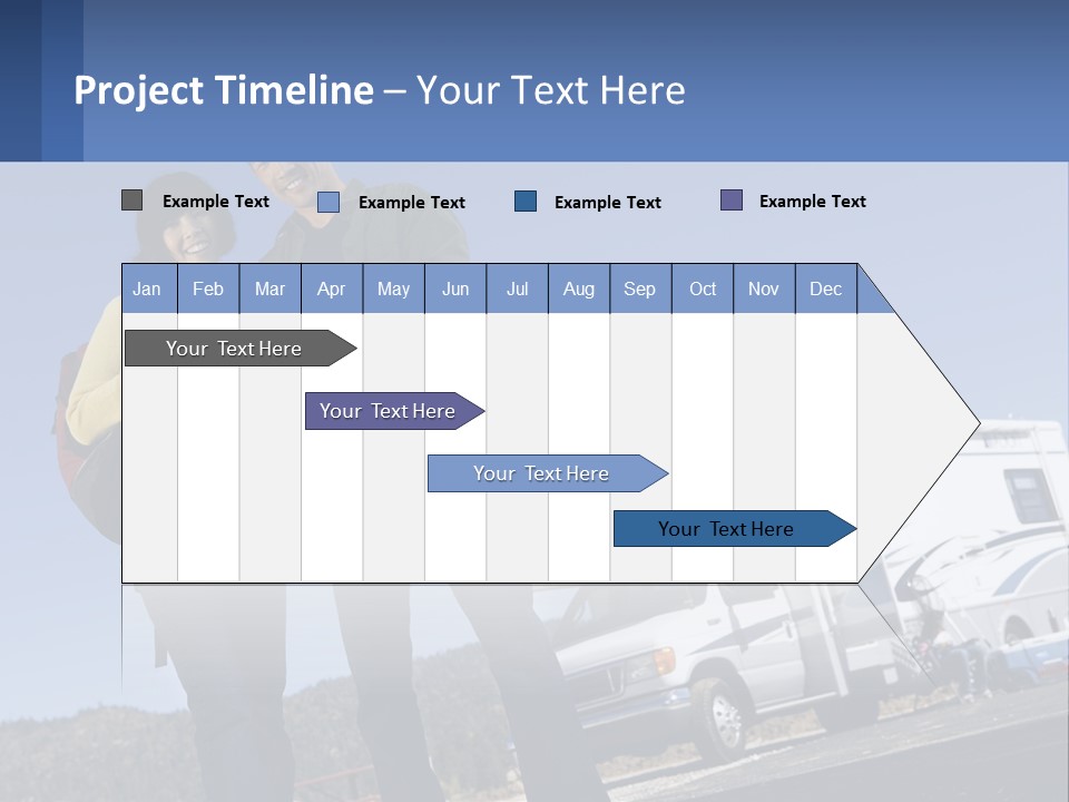 A Man And Woman Standing Next To A Camper PowerPoint Template