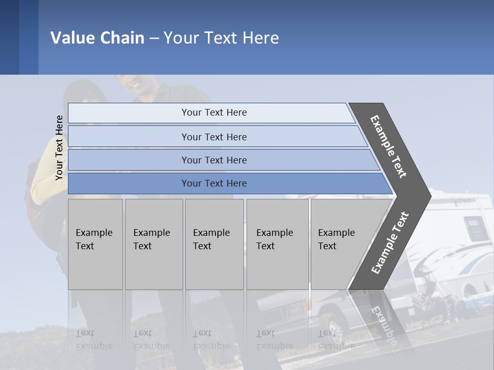A Man And Woman Standing Next To A Camper PowerPoint Template