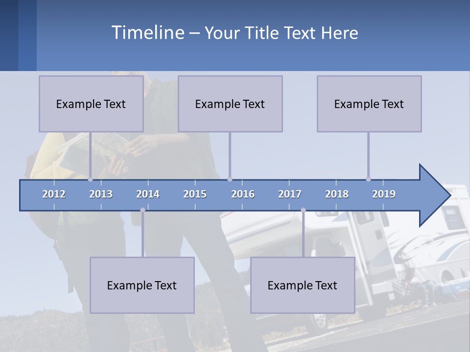A Man And Woman Standing Next To A Camper PowerPoint Template